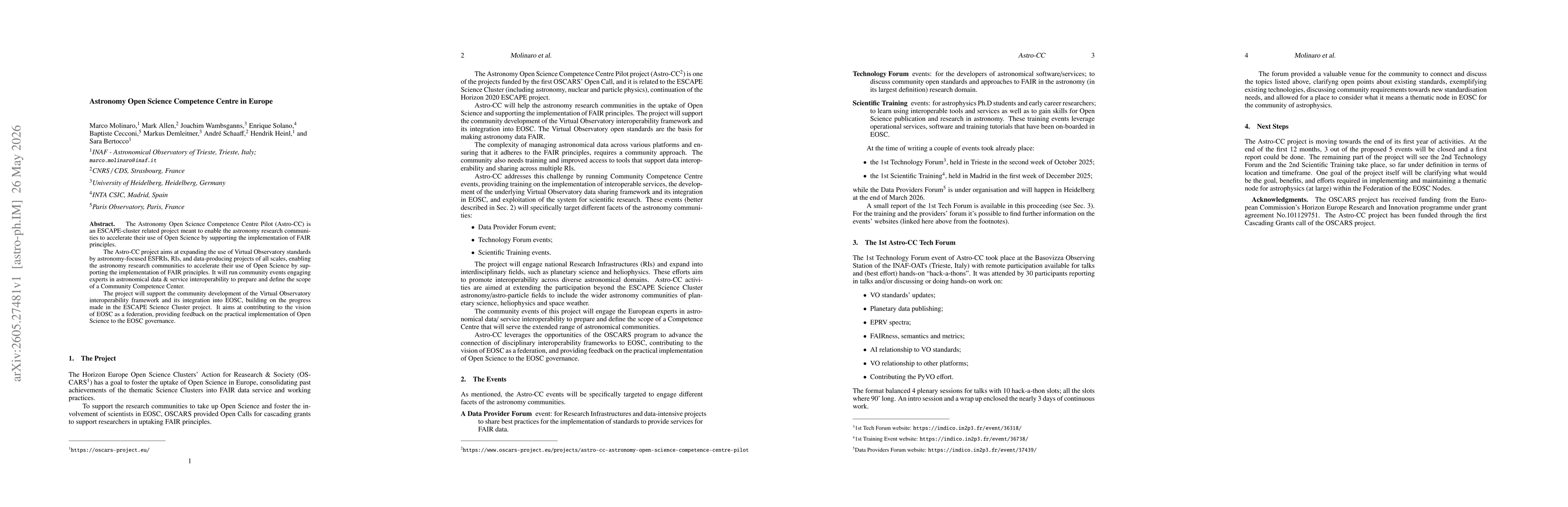 Thumbnail for Astronomy Open Science Competence Centre in Europe
