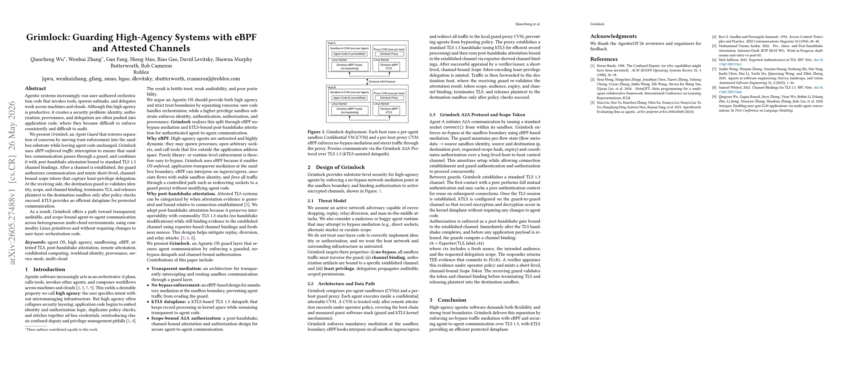Thumbnail for Grimlock: Guarding High-Agency Systems with eBPF and Attested Channels