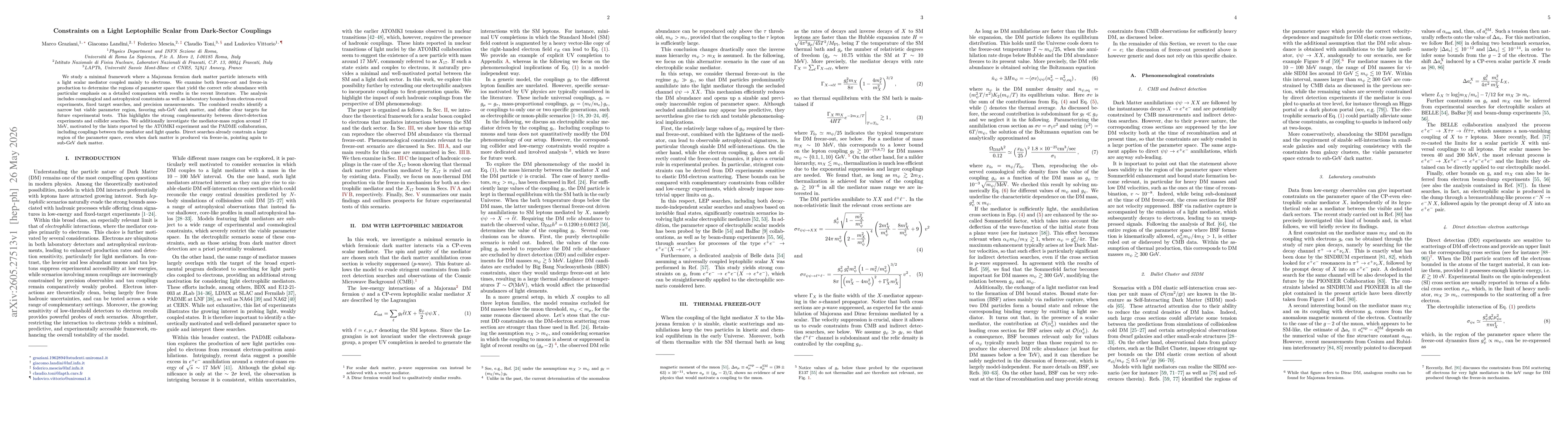 Thumbnail for Constraints on a Light Leptophilic Scalar from Dark-Sector Couplings