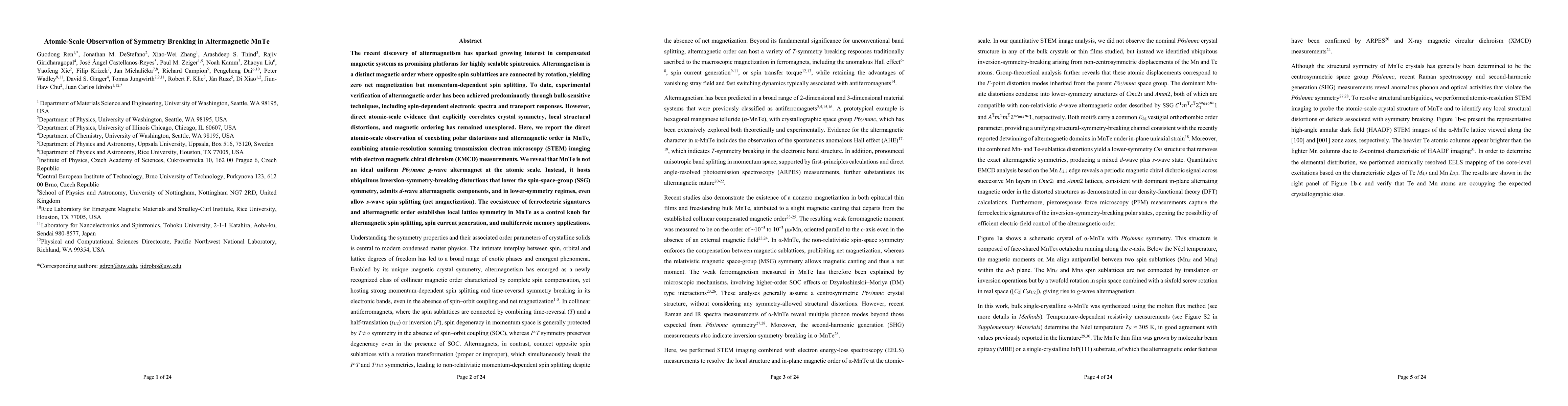 Thumbnail for Atomic-Scale Observation of Symmetry Breaking in Altermagnetic MnTe