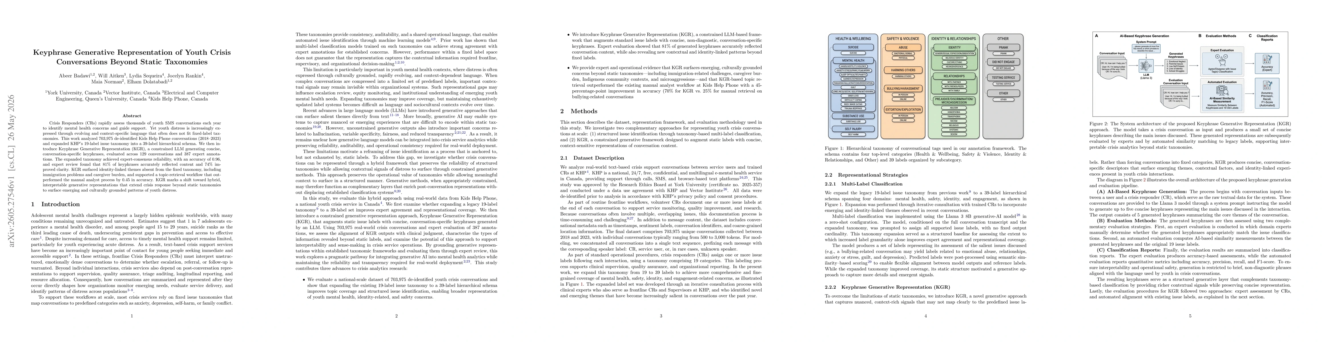 Thumbnail for Keyphrase Generative Representation of Youth Crisis Conversations Beyond Static Taxonomies