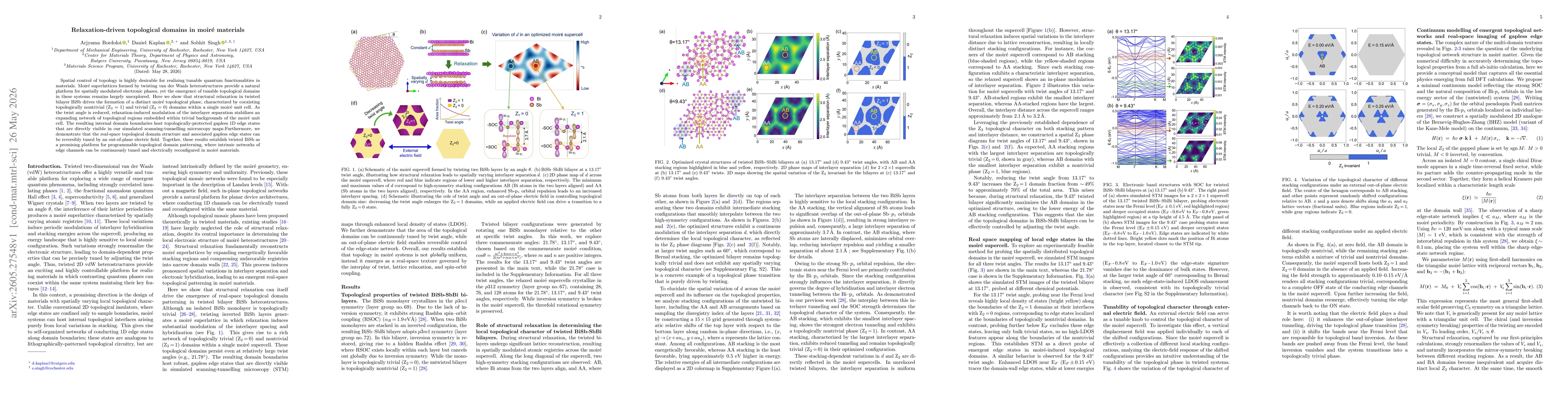 Thumbnail for Relaxation-driven topological domains in moiré materials