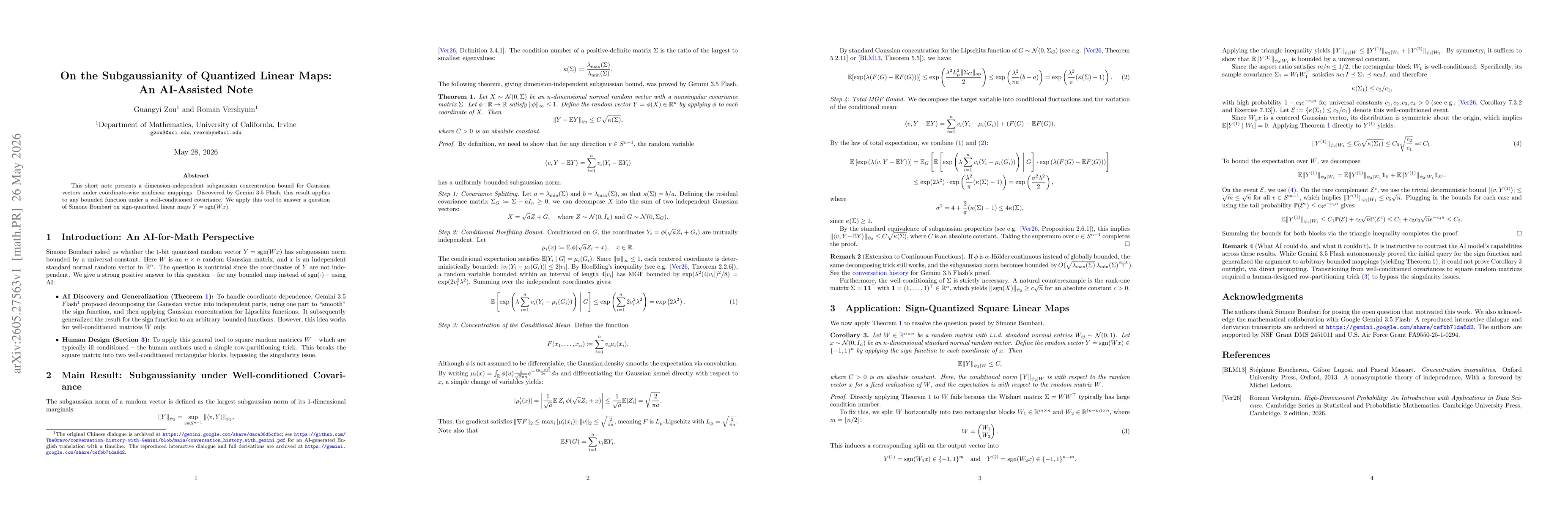 Thumbnail for On the Subgaussianity of Quantized Linear Maps: An AI-Assisted Note