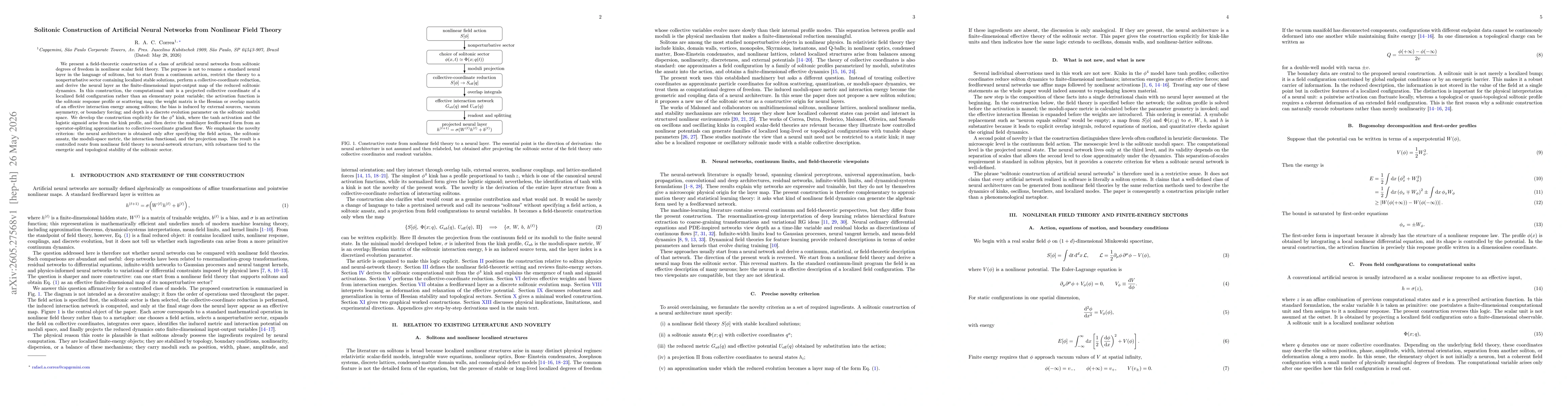 Thumbnail for Solitonic Construction of Artificial Neural Networks from Nonlinear Field Theory