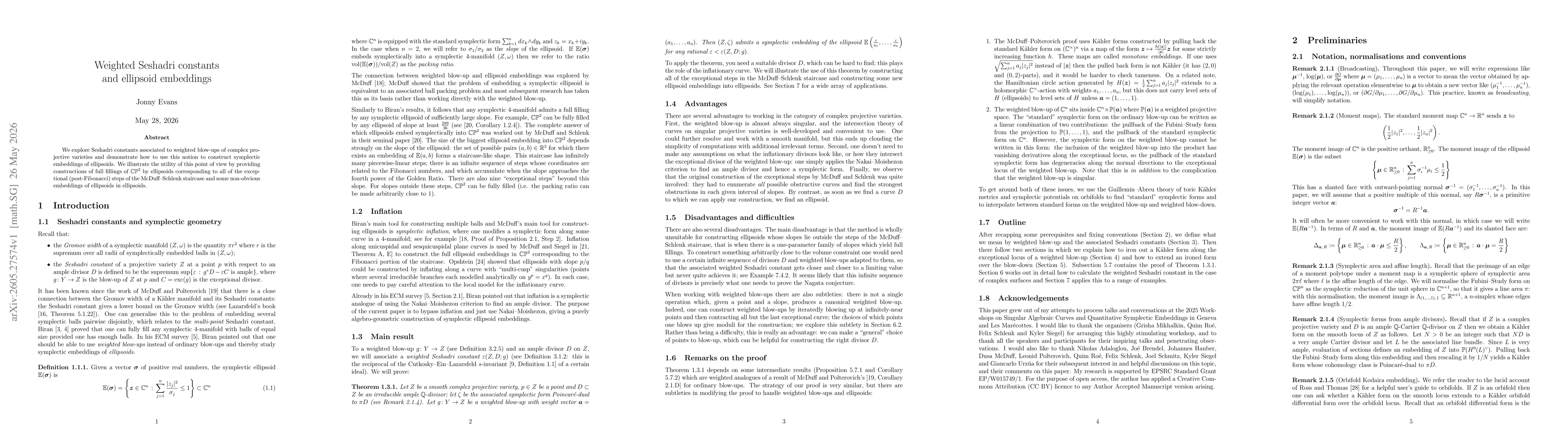 Thumbnail for Weighted Seshadri constants and ellipsoid embeddings