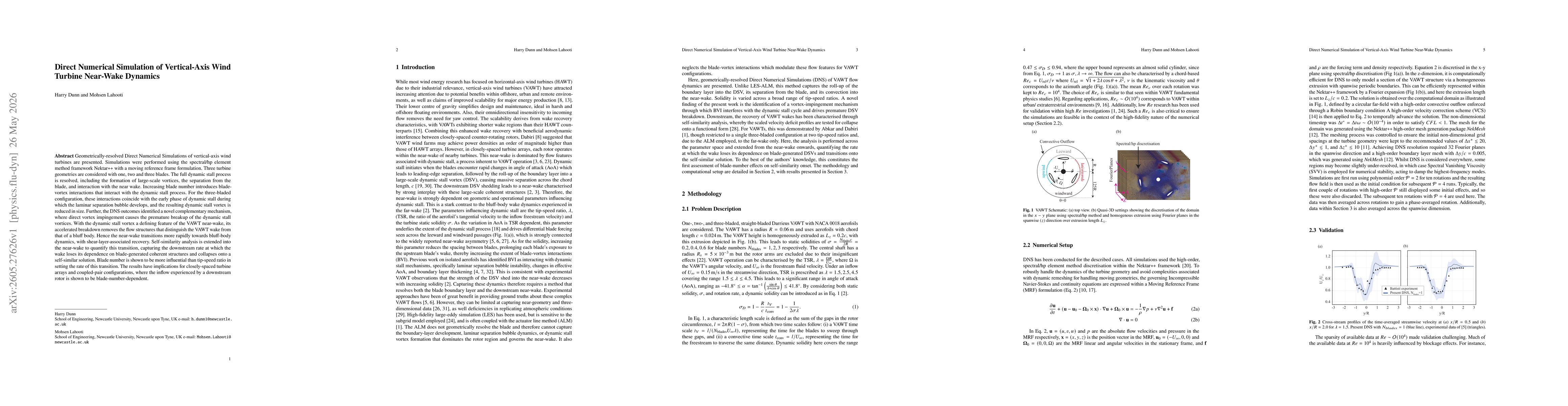 Thumbnail for Direct Numerical Simulation of Vertical-Axis Wind Turbine Near-Wake Dynamics