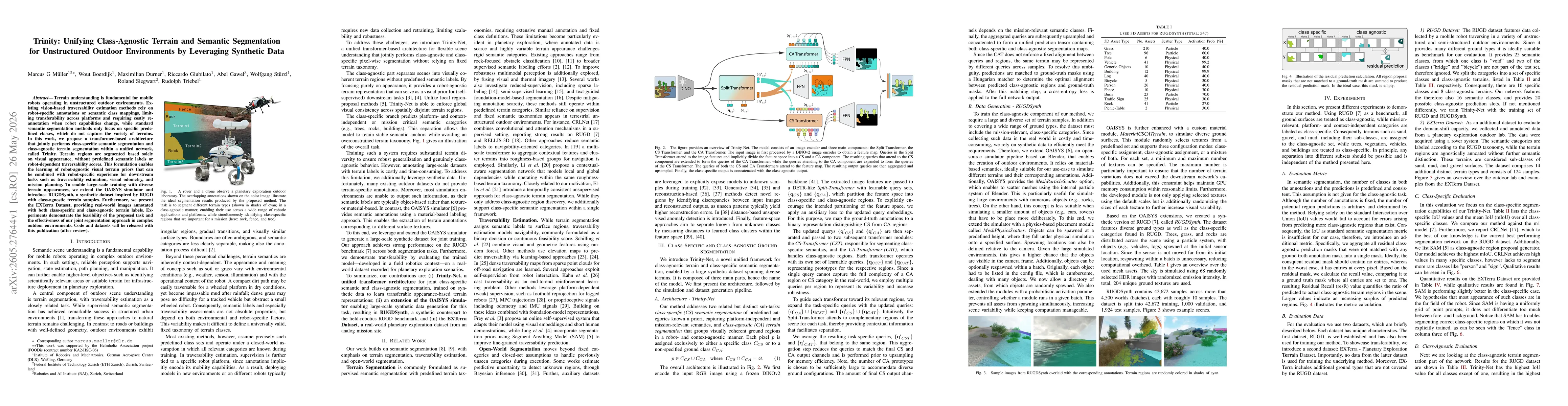 Thumbnail for Trinity: Unifying Class-Agnostic Terrain and Semantic Segmentation for Unstructured Outdoor Environments by Leveraging Synthetic Data