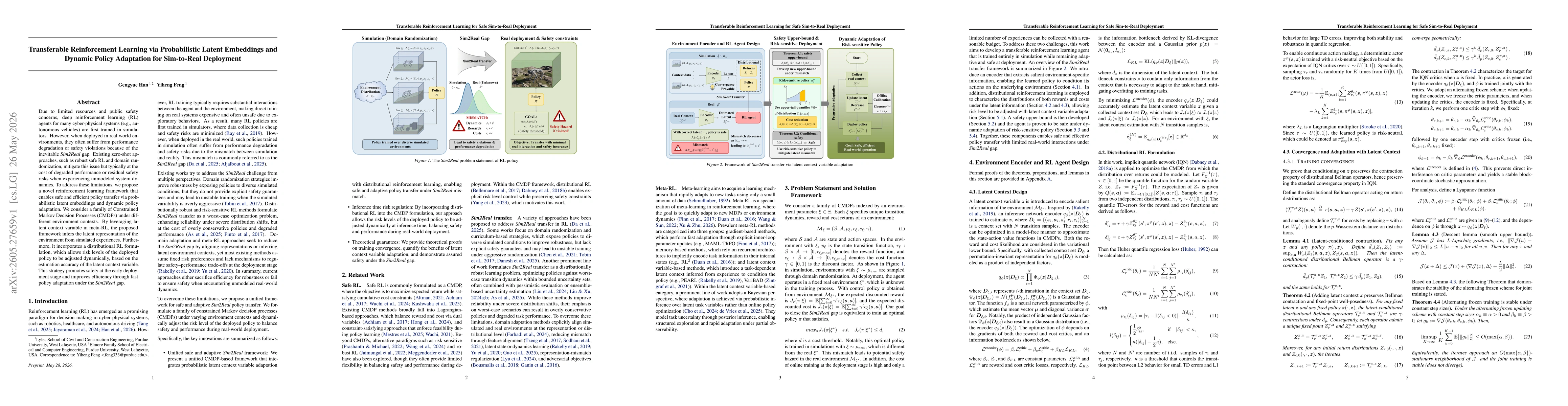 Thumbnail for Transferable Reinforcement Learning via Probabilistic Latent Embeddings and Dynamic Policy Adaptation for Sim-to-Real Deployment