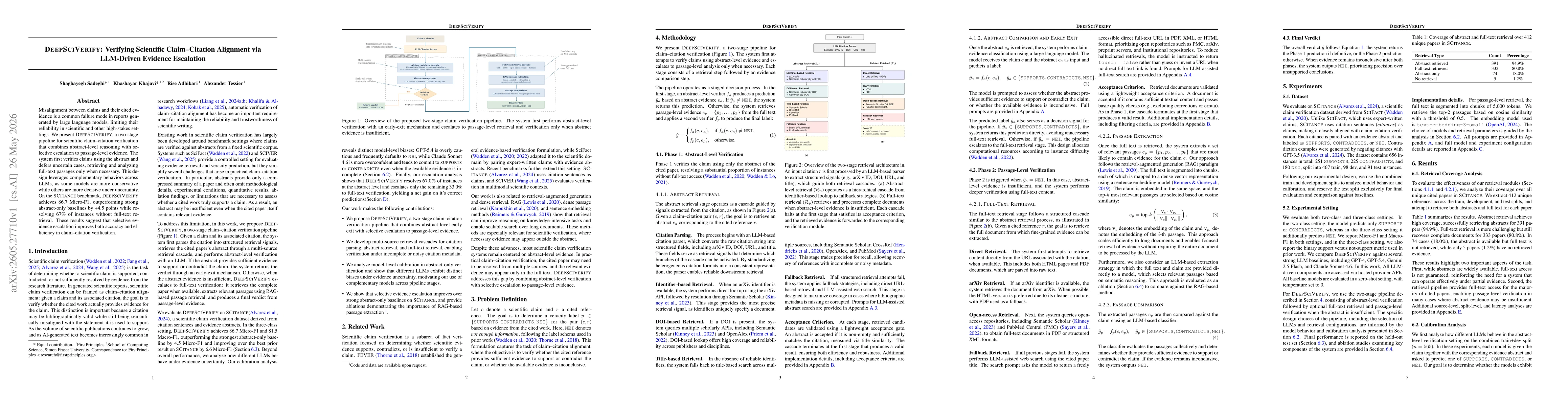 Thumbnail for DeepSciVerify: Verifying Scientific Claim--Citation Alignment via LLM-Driven Evidence Escalation