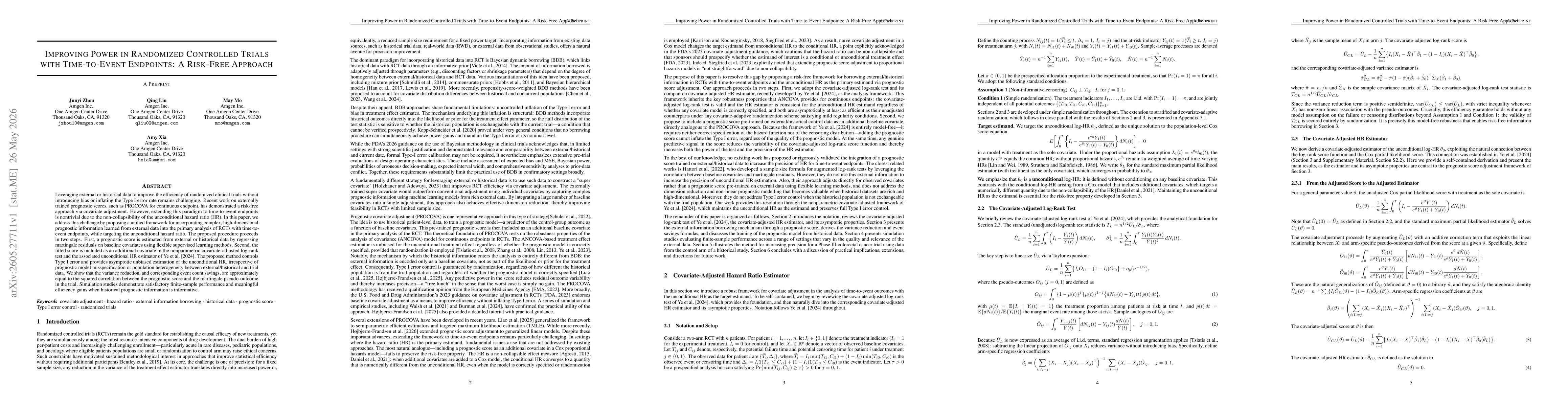 Thumbnail for Improving Power in Randomized Controlled Trials with Time-to-Event Endpoints: A Risk-Free Approach