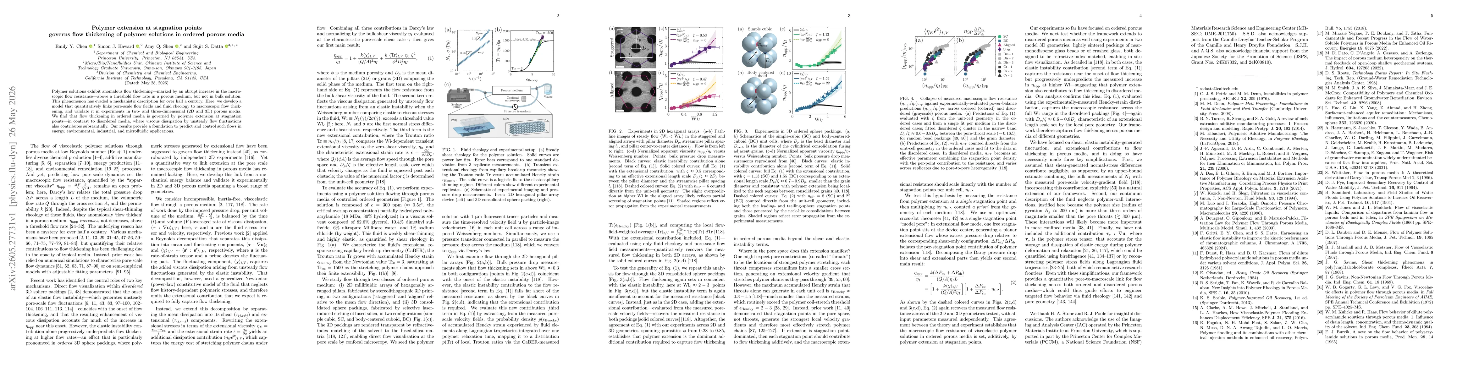 Thumbnail for Polymer extension at stagnation points governs flow thickening of polymer solutions in ordered porous media