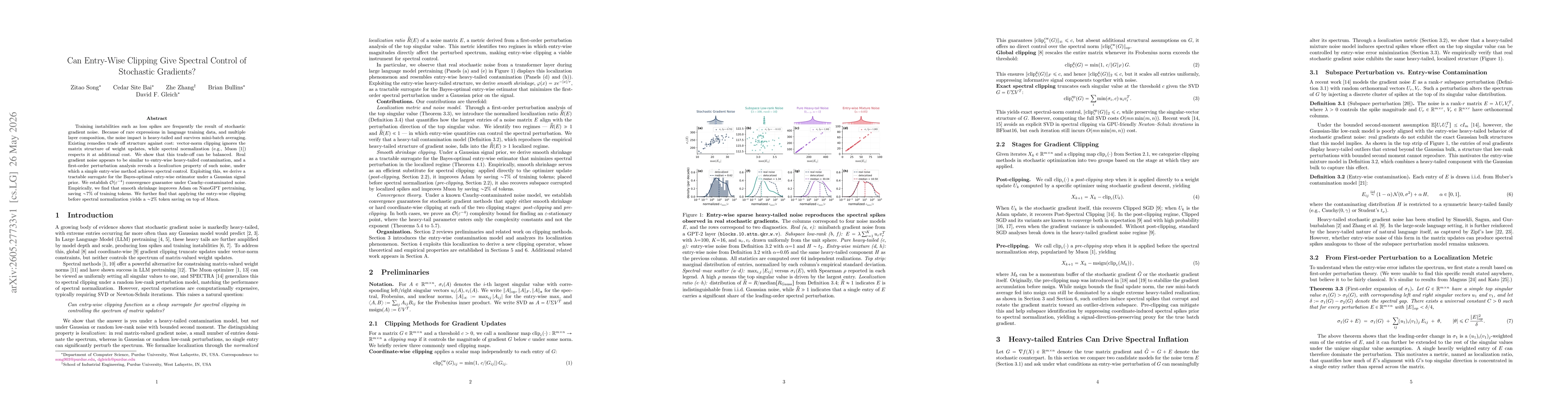 Thumbnail for Can Entry-Wise Clipping Give Spectral Control of Stochastic Gradients?