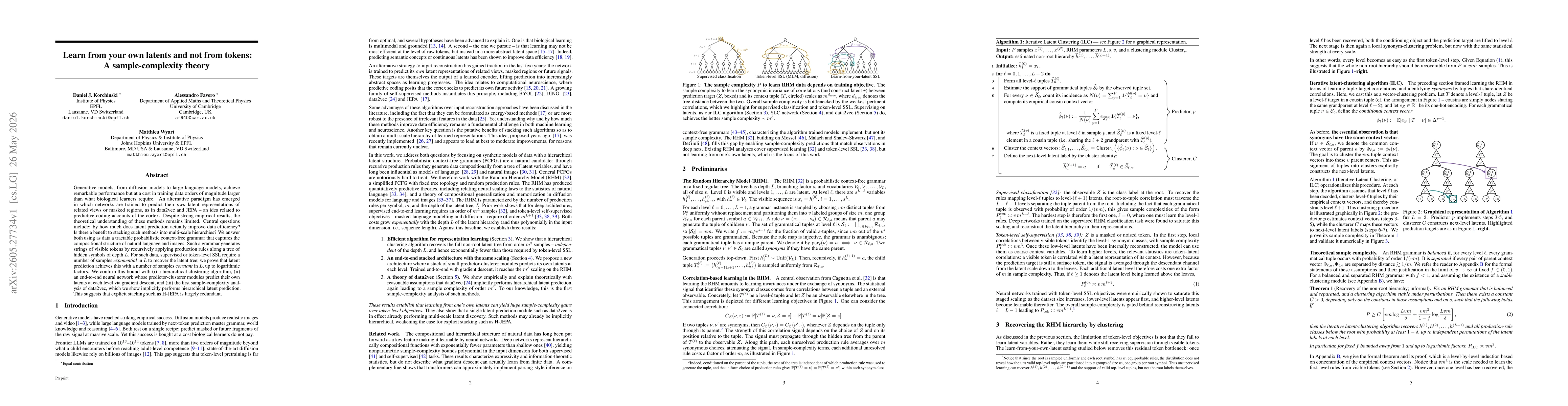 Thumbnail for Learn from your own latents and not from tokens: A sample-complexity theory