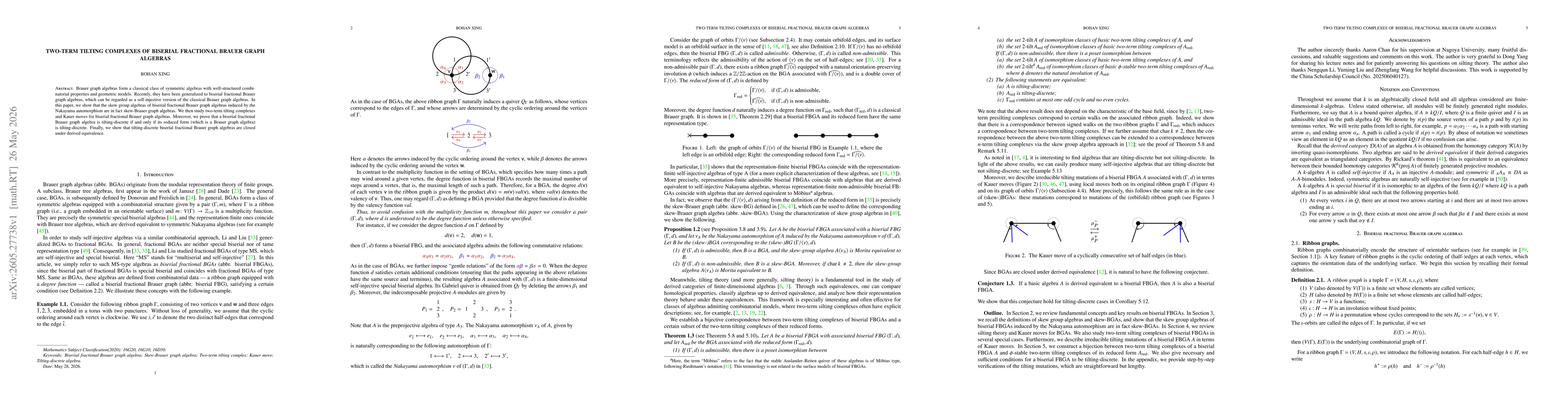 Thumbnail for Two-term tilting complexes of biserial fractional Brauer graph algebras