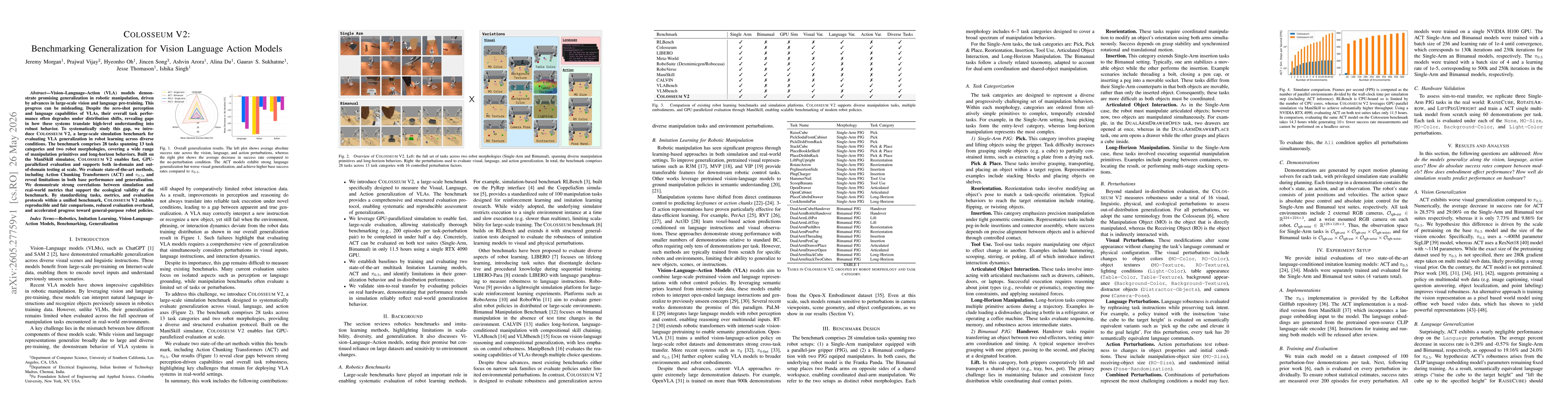 Thumbnail for Colosseum V2: Benchmarking Generalization for Vision Language Action Models