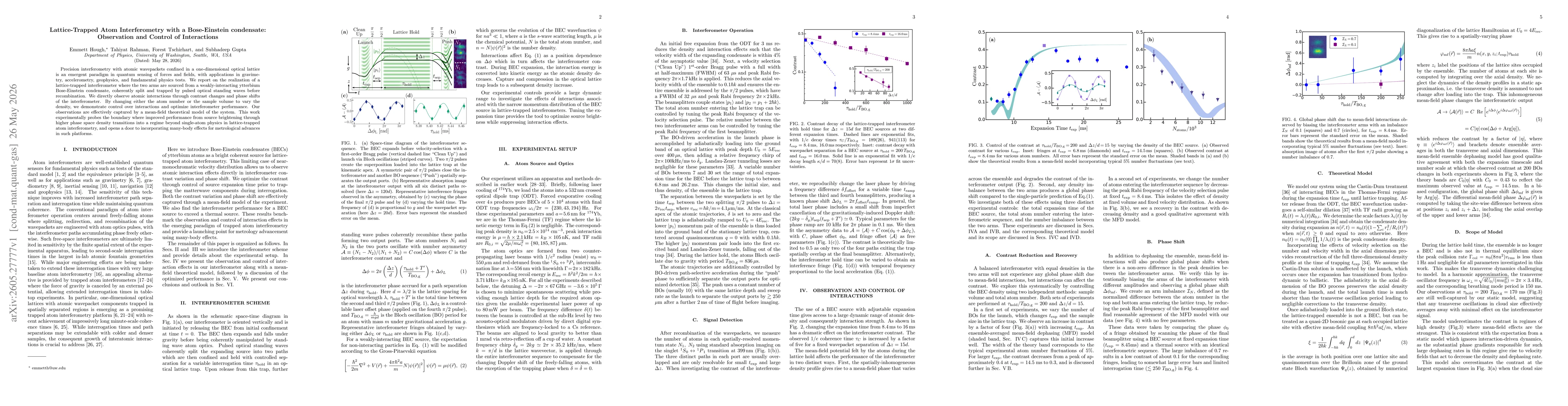 Thumbnail for Lattice-Trapped Atom Interferometry with a Bose-Einstein condensate: Observation and Control of Interactions