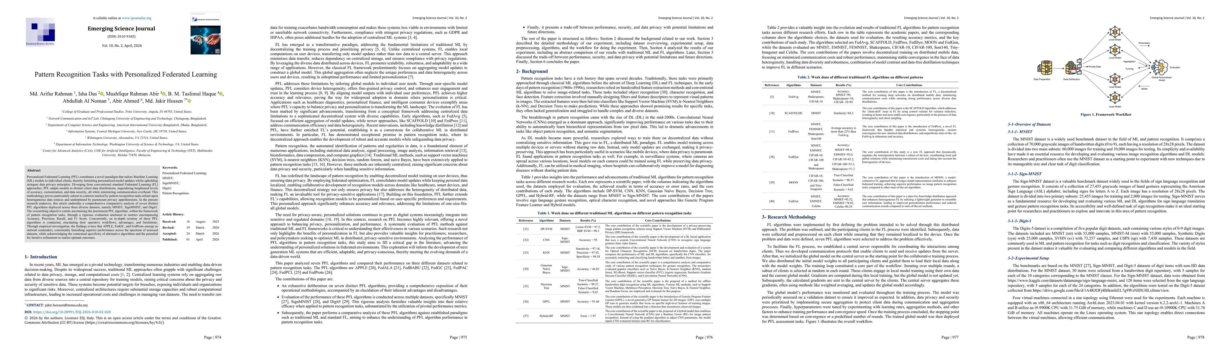 Thumbnail for Pattern Recognition Tasks with Personalized Federated Learning