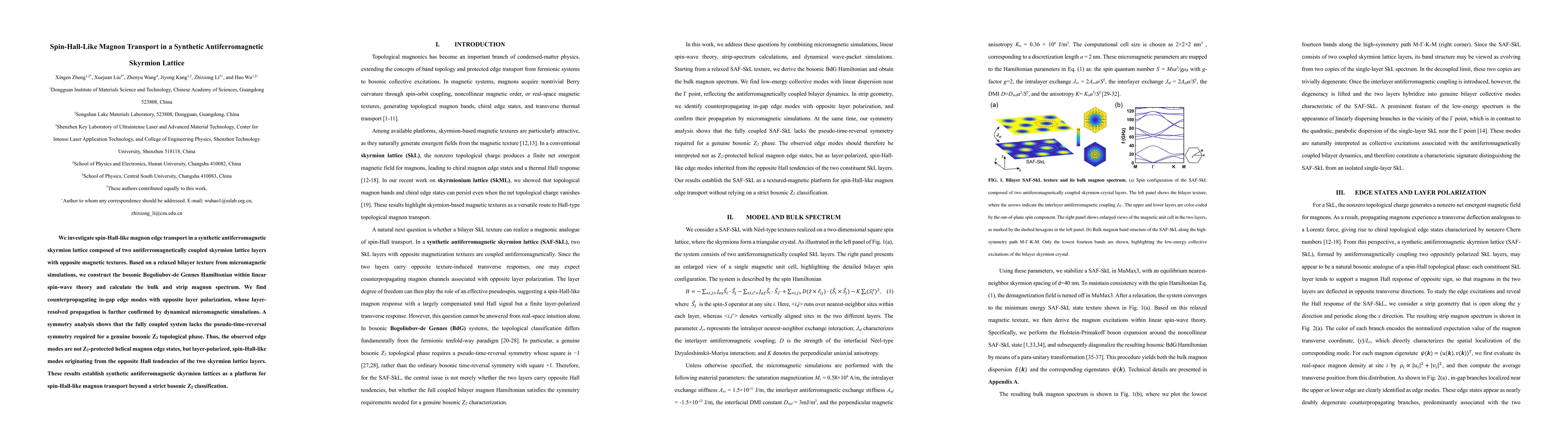Thumbnail for Spin-Hall-Like Magnon Transport in a Synthetic Antiferromagnetic Skyrmion Lattice