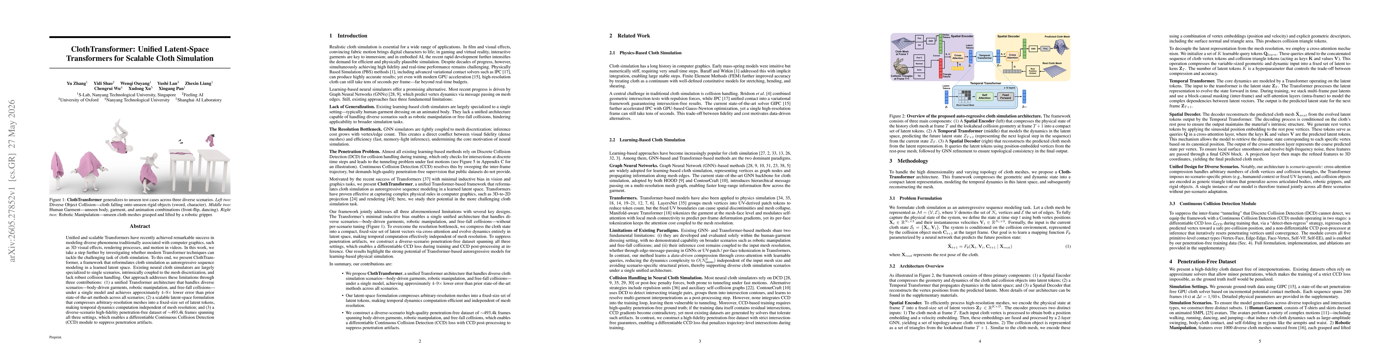 Thumbnail for ClothTransformer: Unified Latent-Space Transformers for Scalable Cloth Simulation