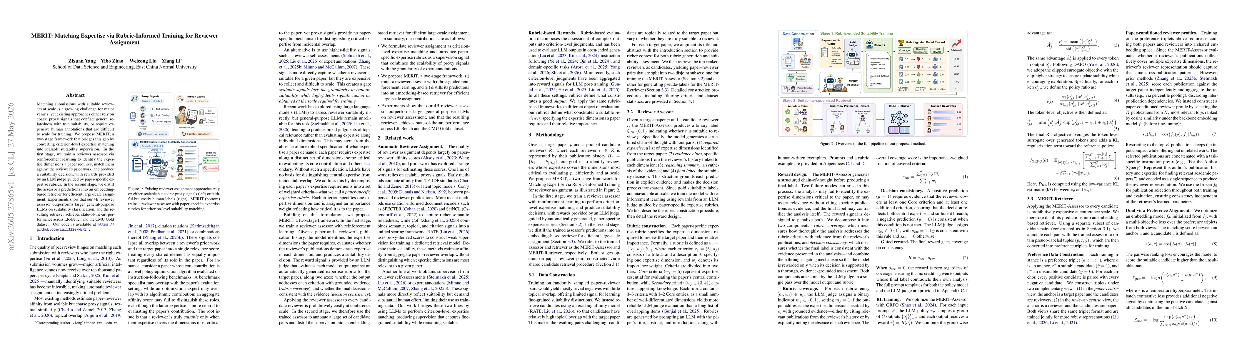 Thumbnail for MERIT: Matching Expertise via Rubric-Informed Training for Reviewer Assignment