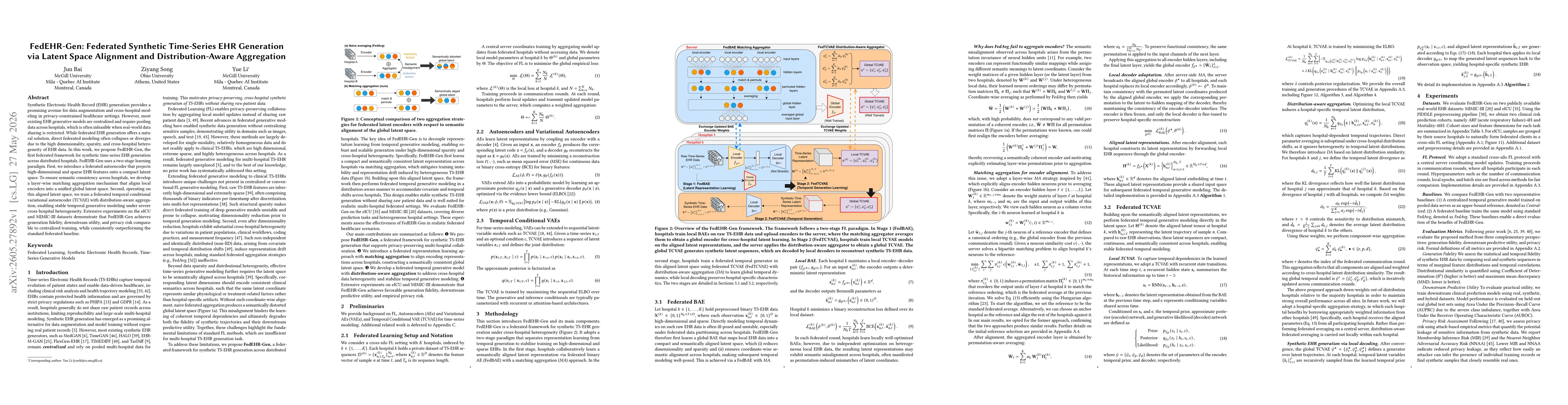 Thumbnail for FedEHR-Gen: Federated Synthetic Time-Series EHR Generation via Latent Space Alignment and Distribution-Aware Aggregation