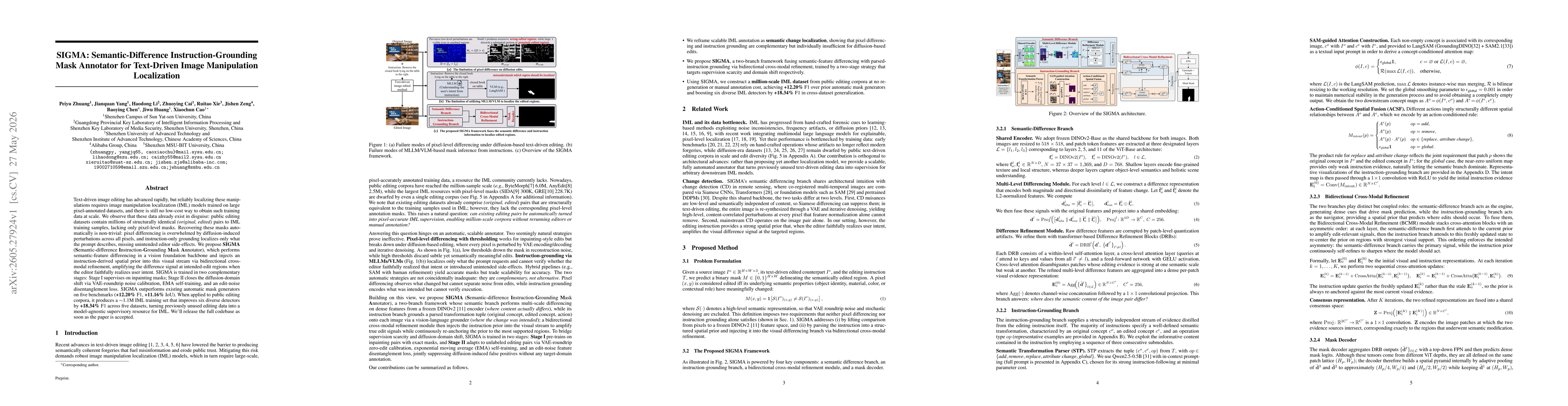 Thumbnail for SIGMA: Semantic-Difference Instruction-Grounding Mask Annotator for Text-Driven Image Manipulation Localization