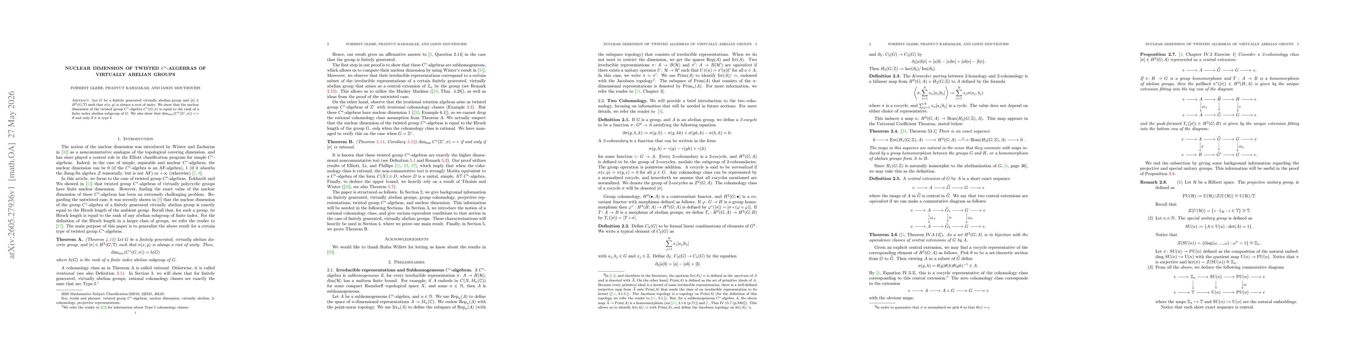 Thumbnail for Nuclear Dimension of Twisted $C^*$-Algebras of Virtually Abelian Groups
