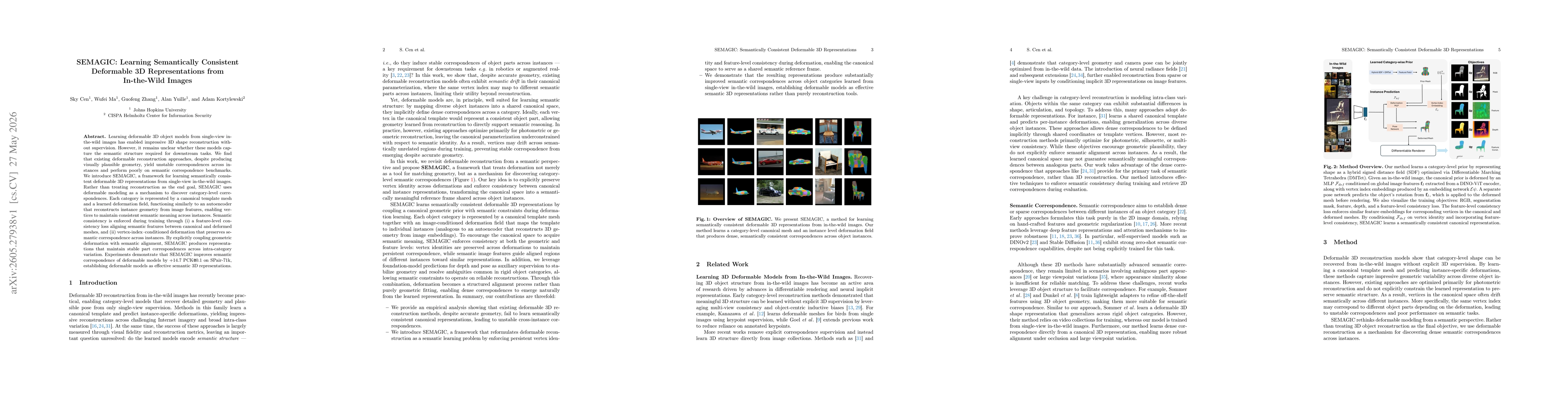 Thumbnail for SEMAGIC: Learning Semantically Consistent Deformable 3D Representations from In-the-Wild Images
