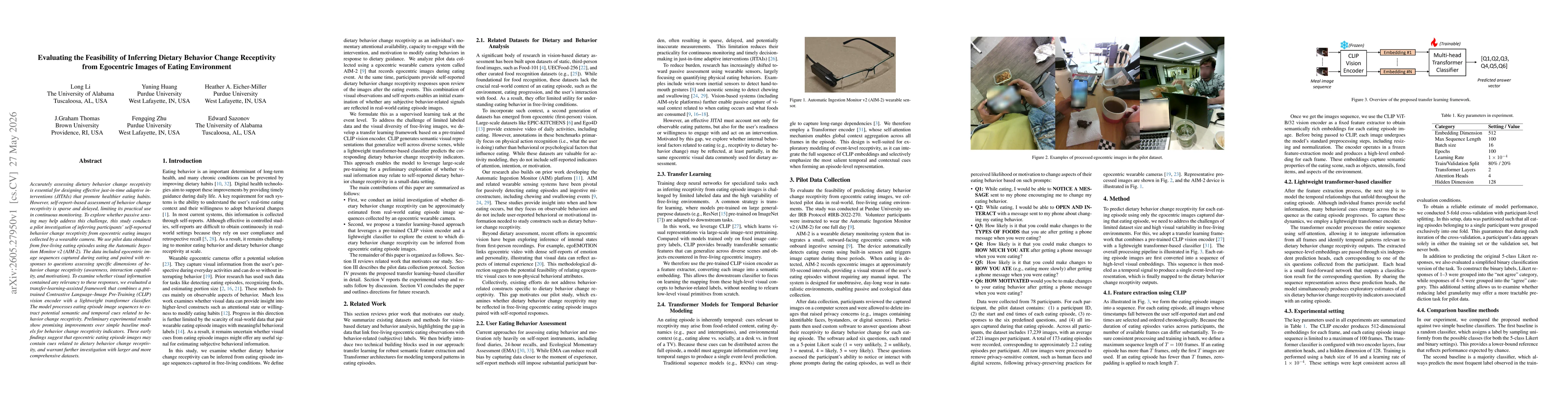 Thumbnail for Evaluating the Feasibility of Inferring Dietary Behavior Change Receptivity from Egocentric Images of Eating Environment