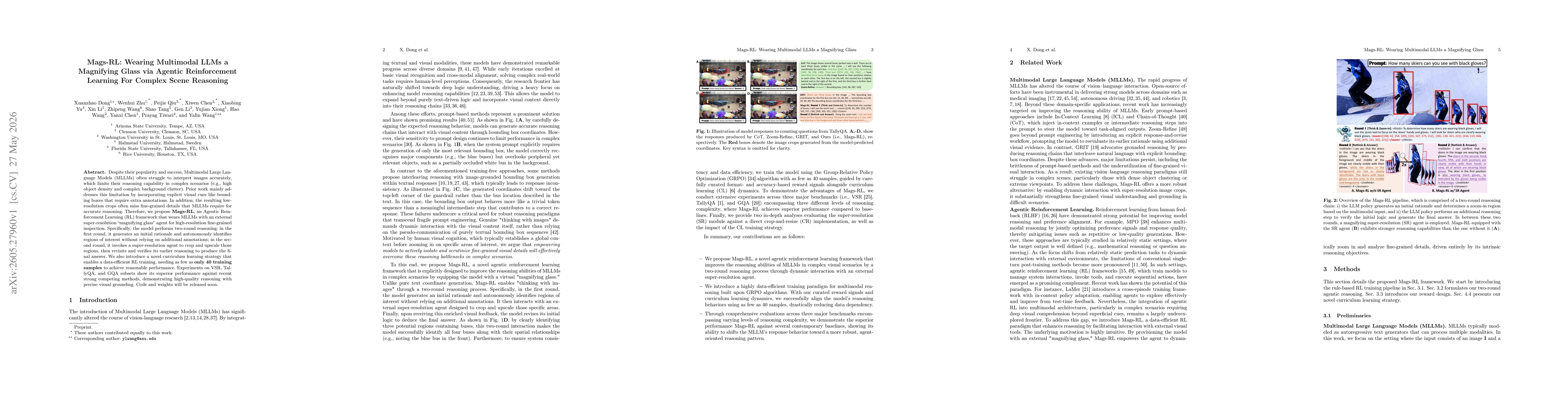 Thumbnail for Mags-RL: Wearing Multimodal LLMs a Magnifying Glass via Agentic Reinforcement Learning For Complex Scene Reasoning