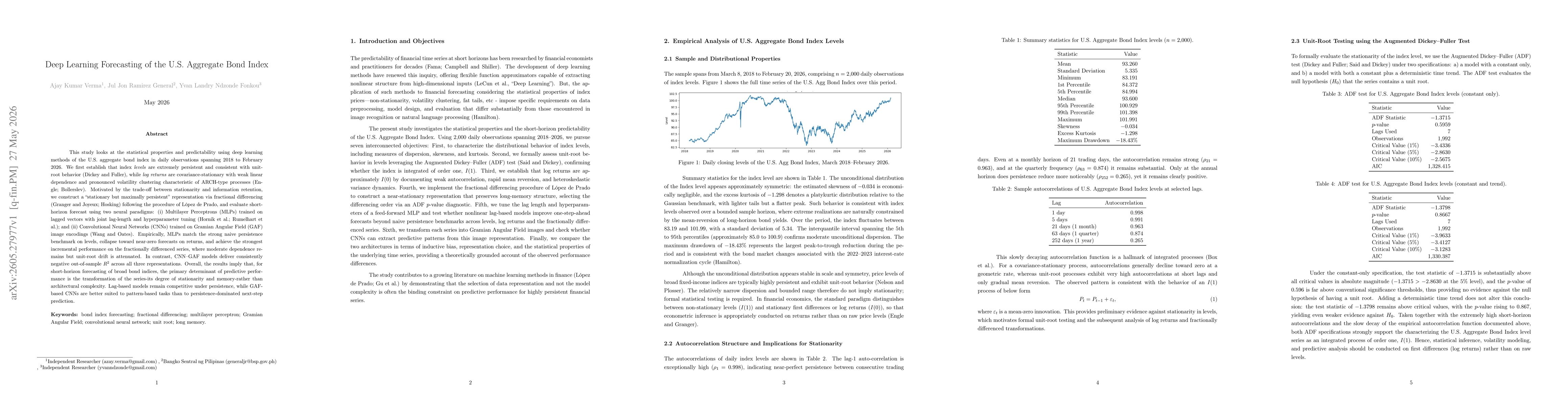 Thumbnail for Deep Learning Forecasting of the U.S. Aggregate Bond Index