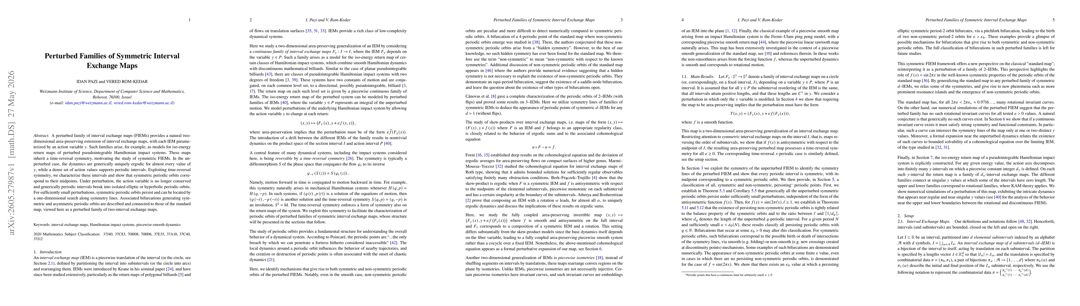 Thumbnail for Perturbed Families of Symmetric Interval Exchange Maps