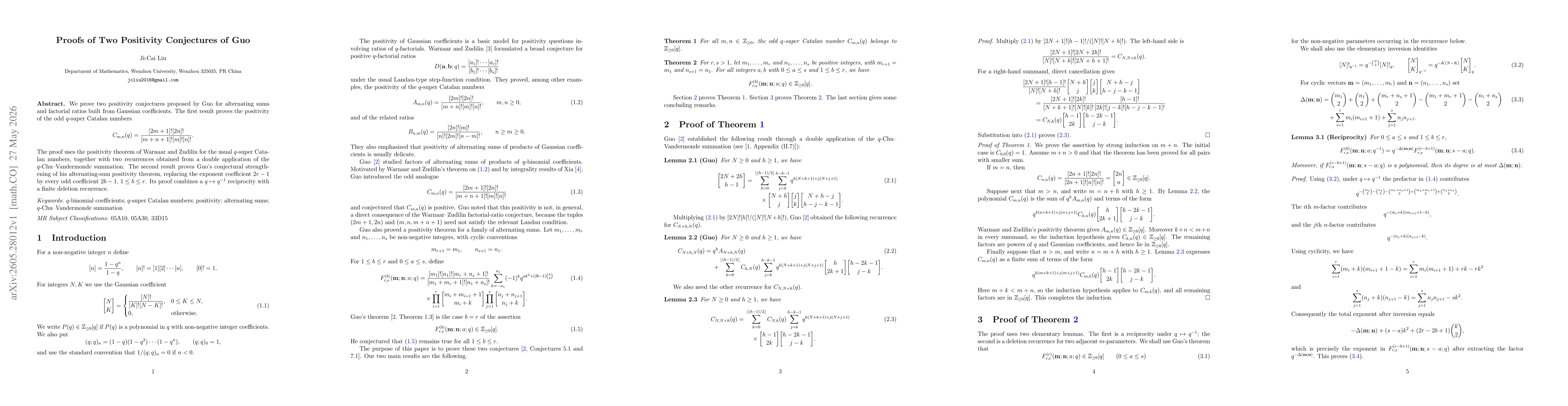 Thumbnail for Proofs of Two Positivity Conjectures of Guo