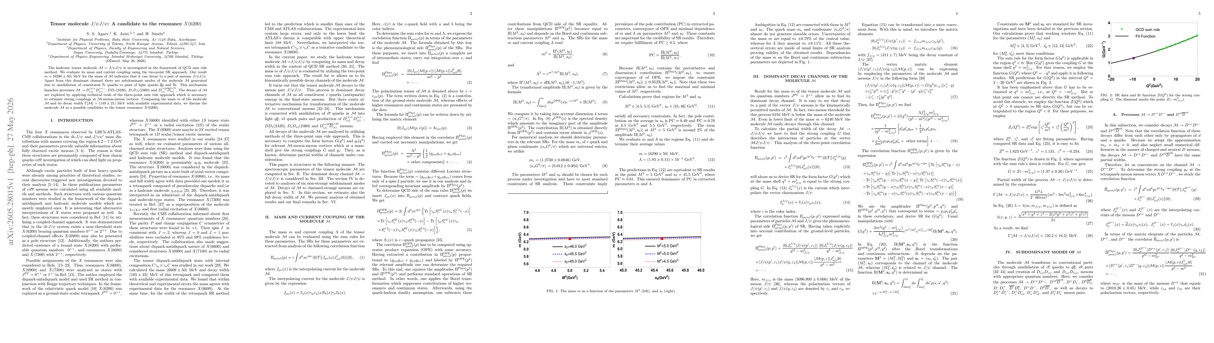 Thumbnail for Tensor molecule $J/ψJ/ψ$: A candidate to the resonance $X(6200) $