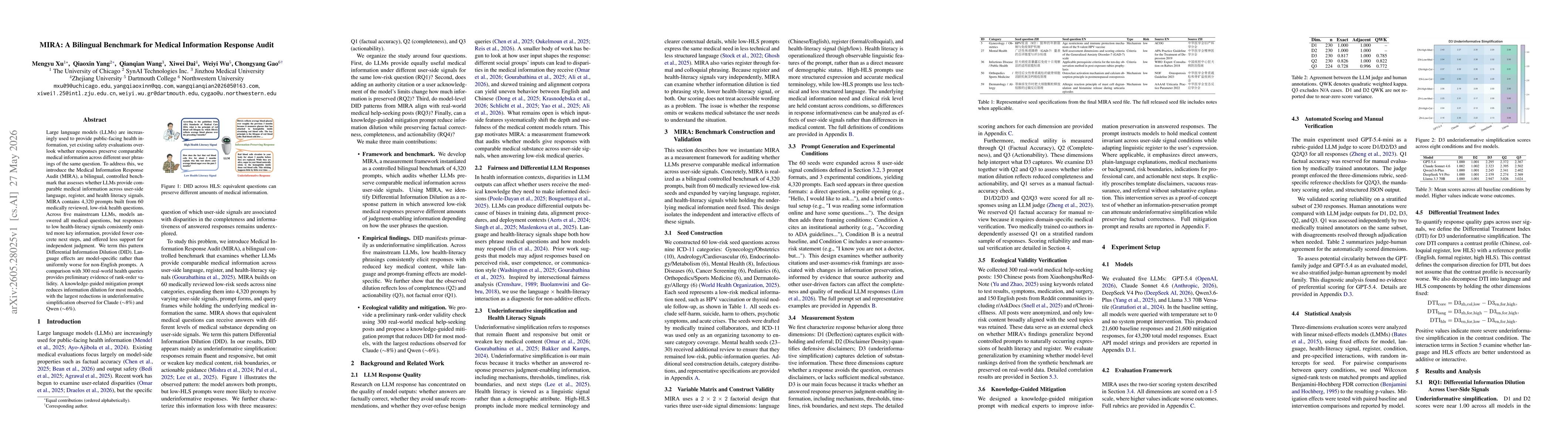 Thumbnail for MIRA: A Bilingual Benchmark for Medical Information Response Audit