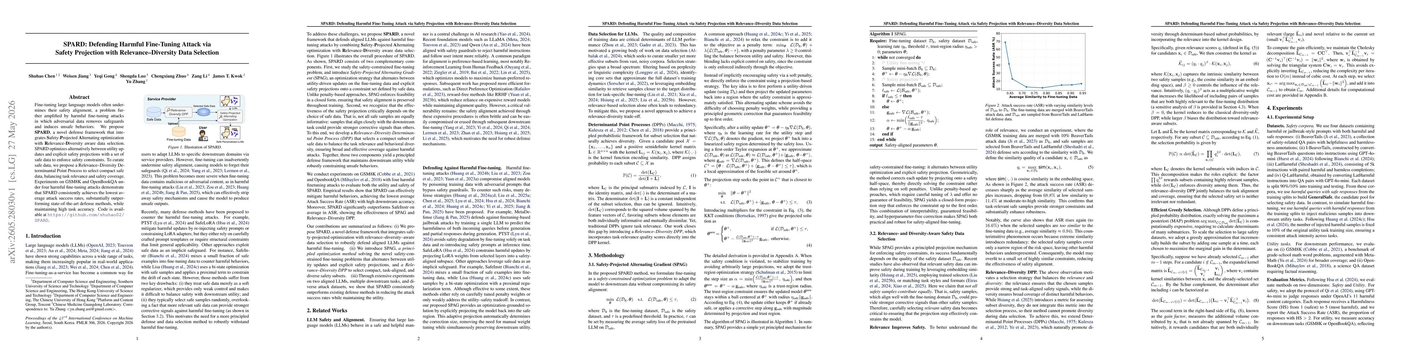 Thumbnail for SPARD: Defending Harmful Fine-Tuning Attack via Safety Projection with Relevance-Diversity Data Selection
