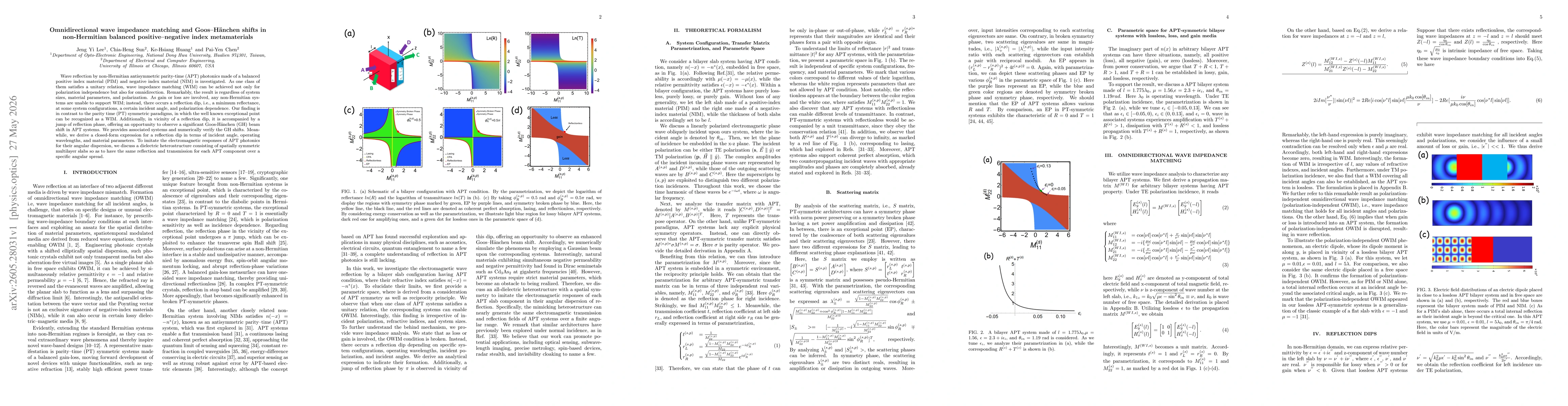Thumbnail for Omnidirectional wave impedance matching and Goos-Hanchen shifts in non-Hermitian balanced positive-negative index metamaterials