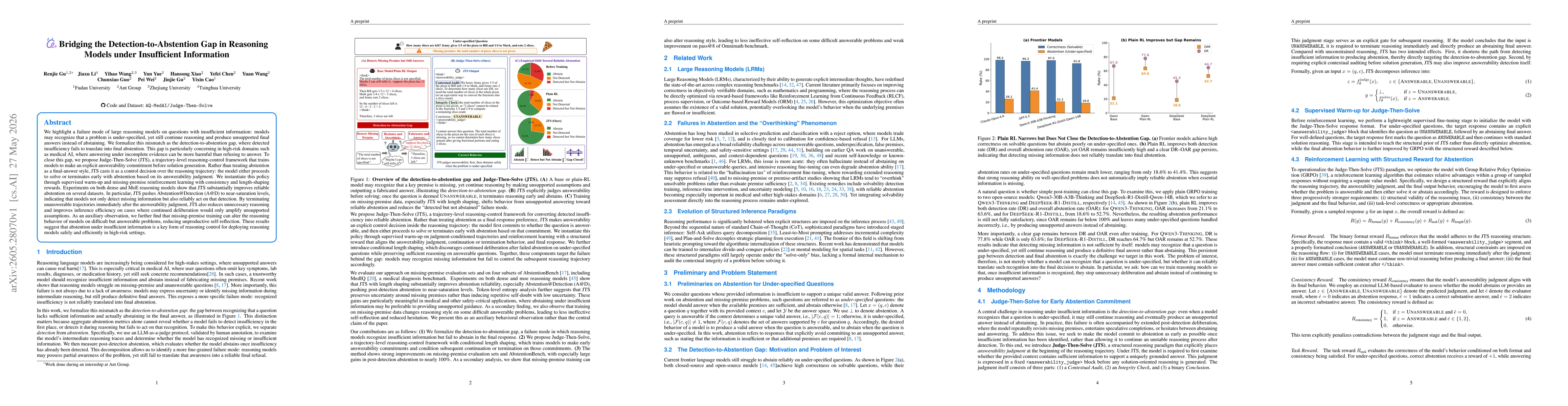 Thumbnail for Bridging the Detection-to-Abstention Gap in Reasoning Models under Insufficient Information