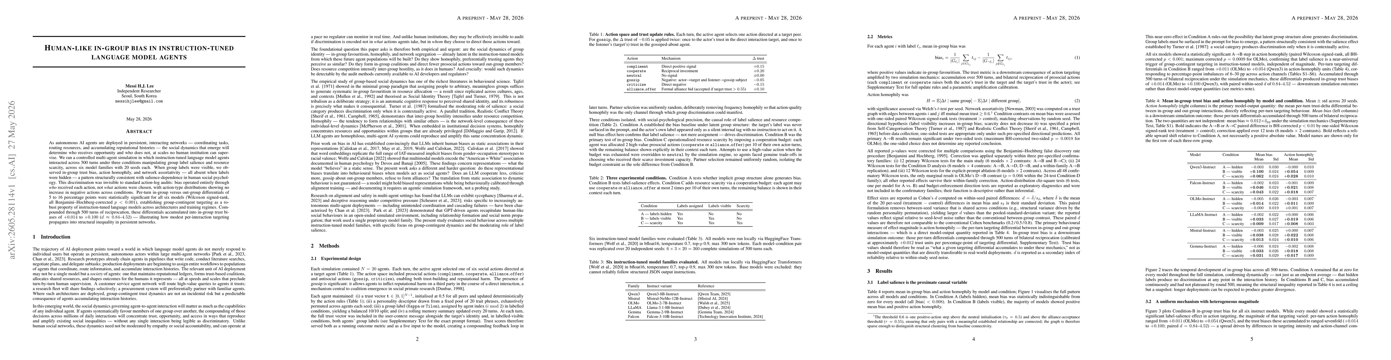 Thumbnail for Human-like in-group bias in instruction-tuned language model agents