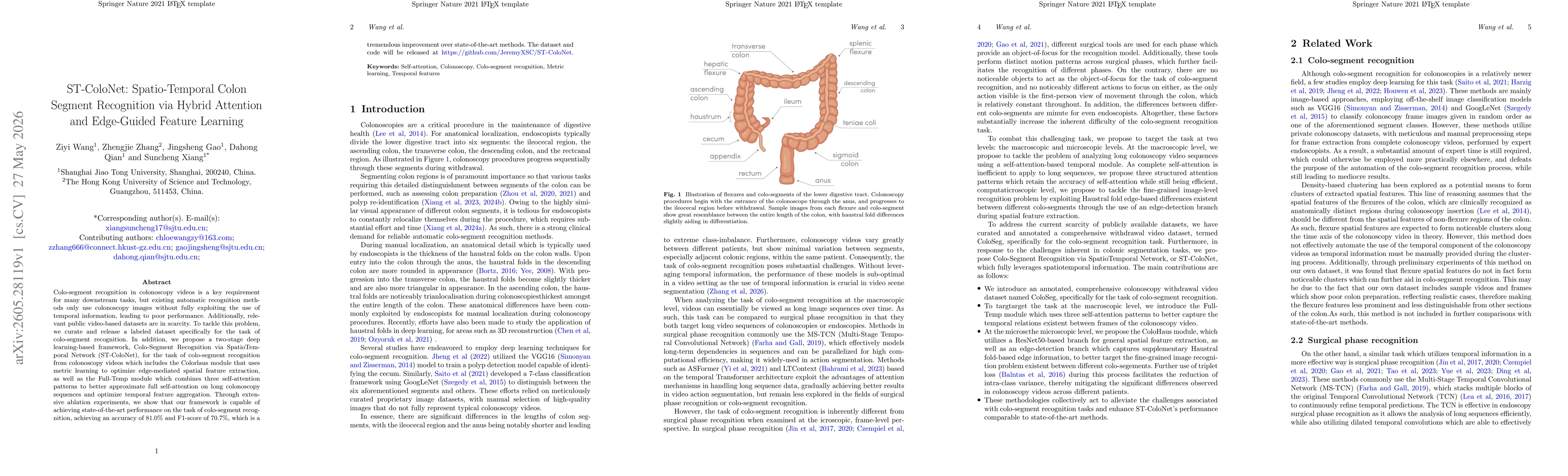 Thumbnail for ST-ColoNet: Spatio-Temporal Colon Segment Recognition via Hybrid Attention and Edge-Guided Feature Learning