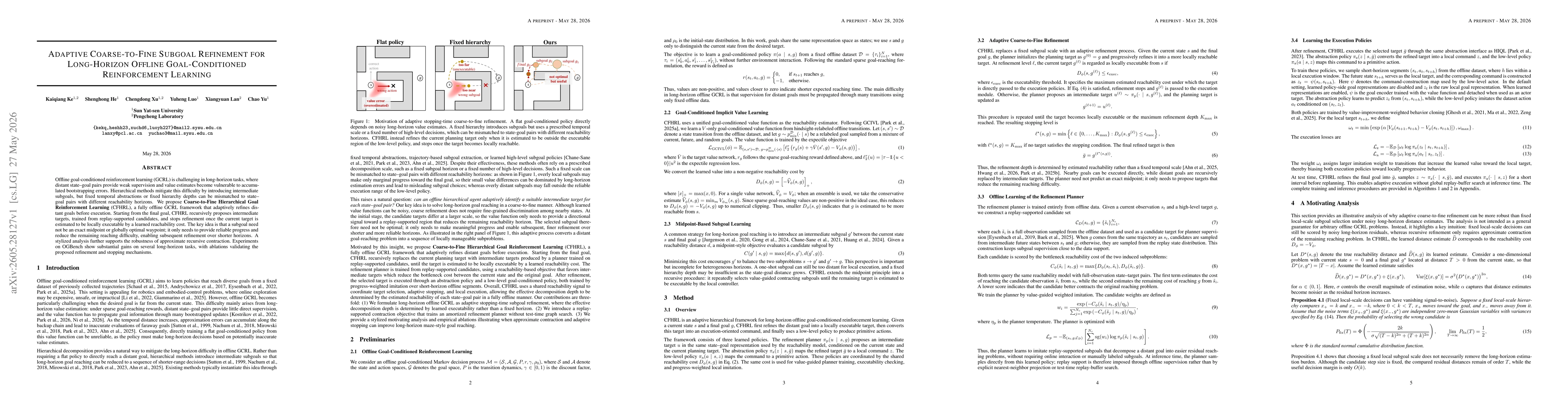 Thumbnail for Adaptive Coarse-to-Fine Subgoal Refinement for Long-Horizon Offline Goal-Conditioned Reinforcement Learning