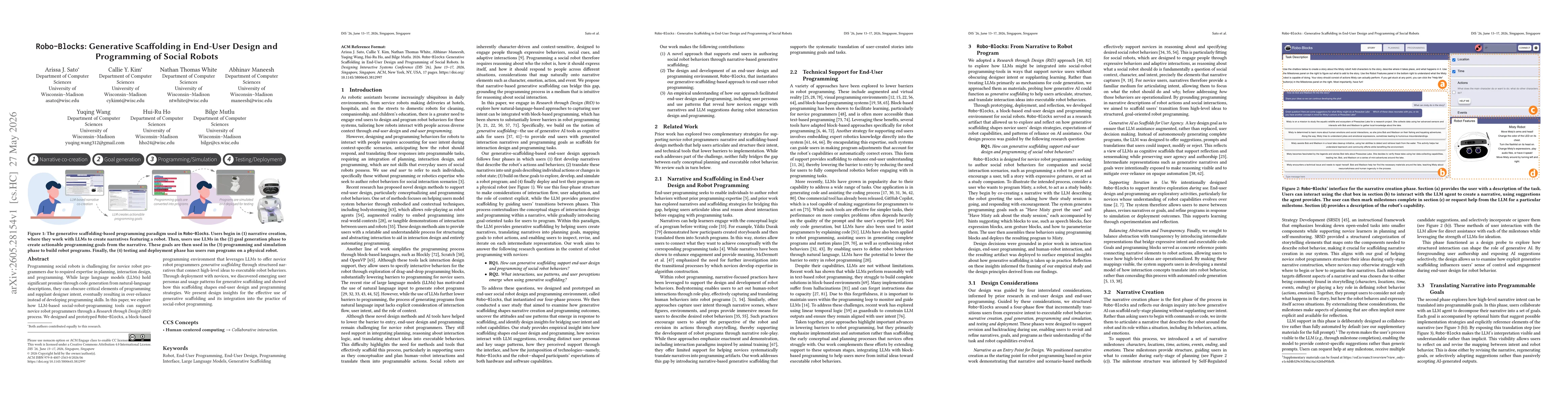 Thumbnail for Robo-Blocks: Generative Scaffolding in End-User Design and Programming of Social Robots