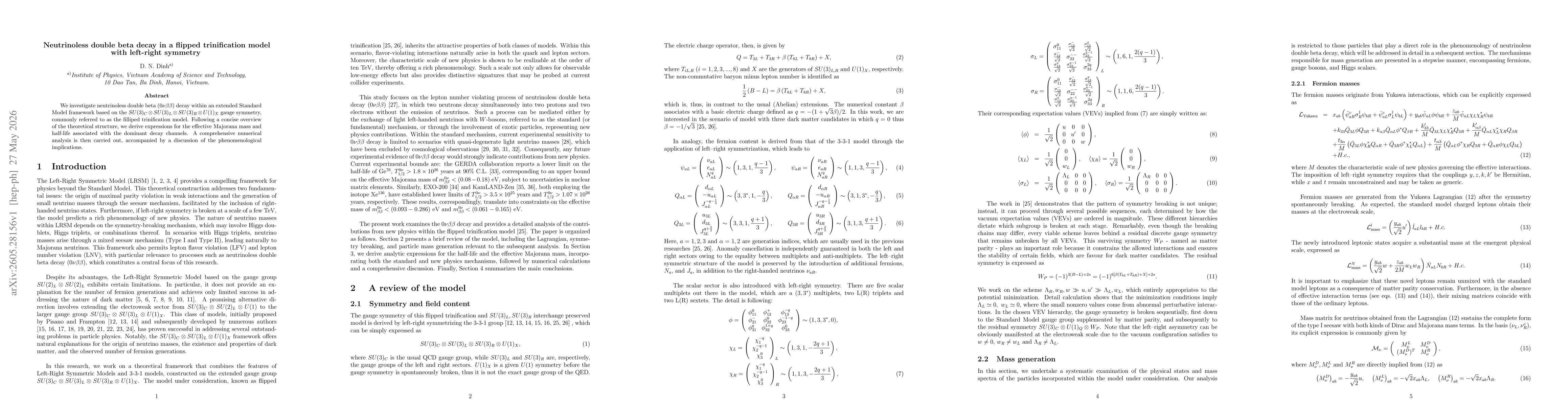 Thumbnail for Neutrinoless double beta decay in a flipped trinification model with left-right symmetry