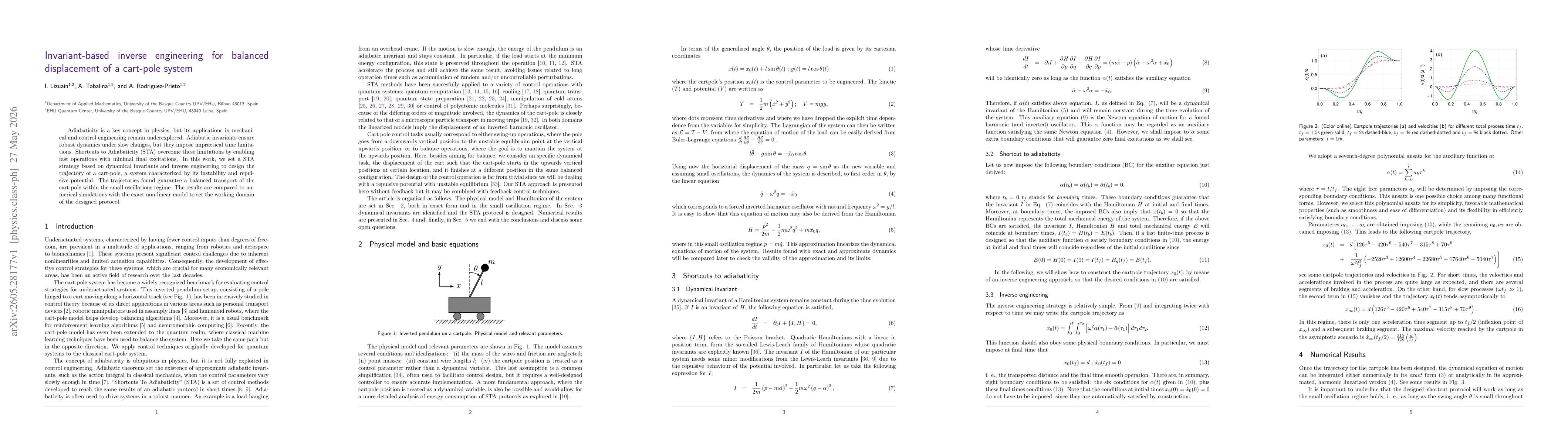 Thumbnail for Invariant-based inverse engineering for balanced displacement of a cart-pole system