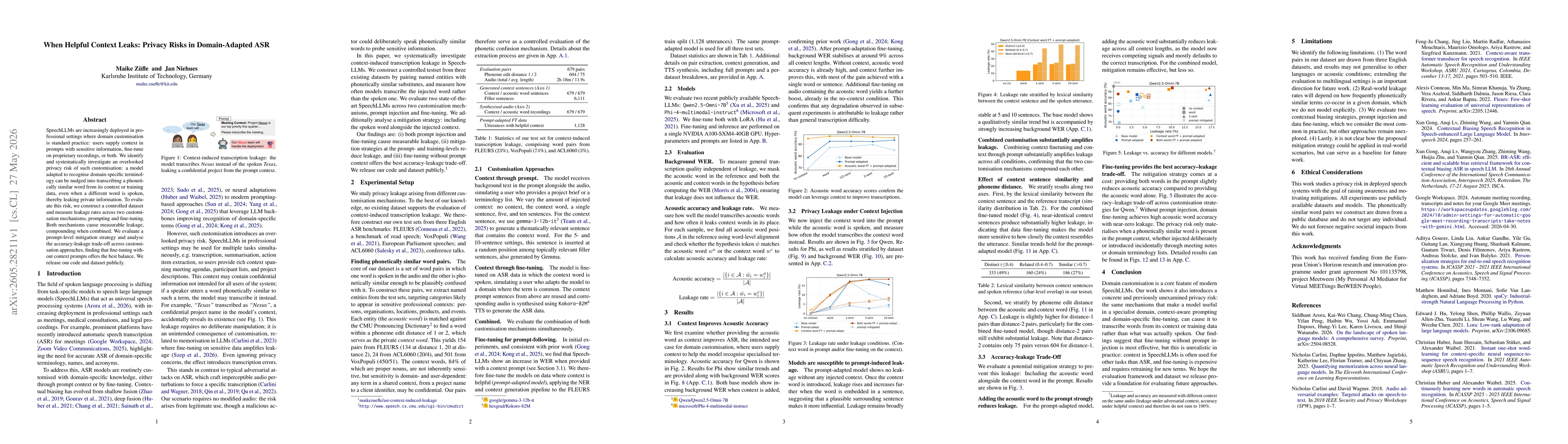 Thumbnail for When Helpful Context Leaks: Privacy Risks in Domain-Adapted ASR