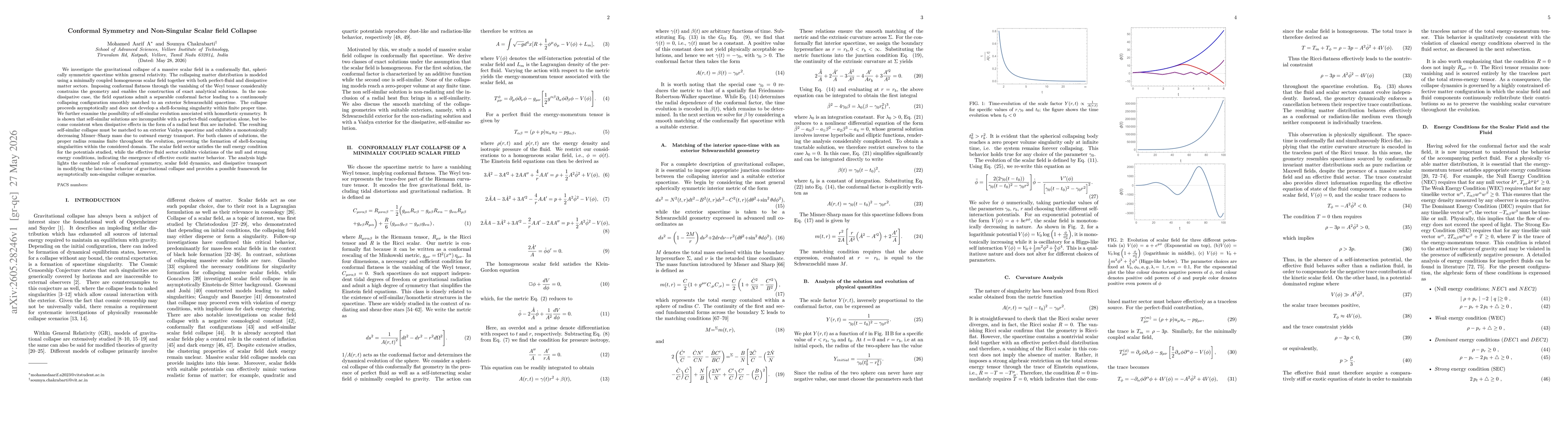 Thumbnail for Conformal Symmetry and Non-Singular Scalar field Collapse