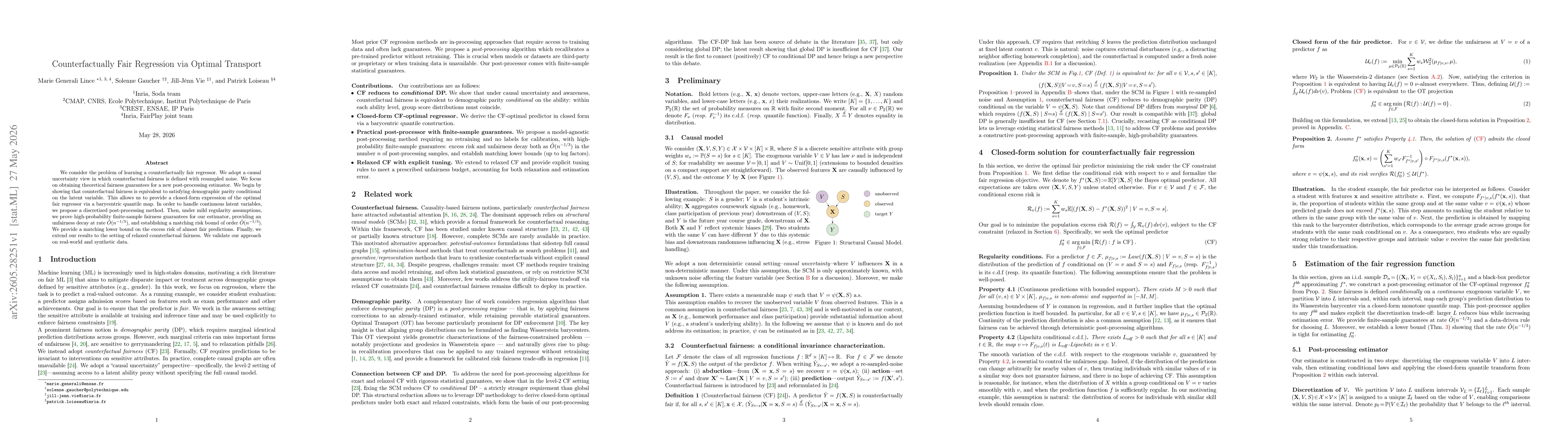 Thumbnail for Counterfactually Fair Regression via Optimal Transport