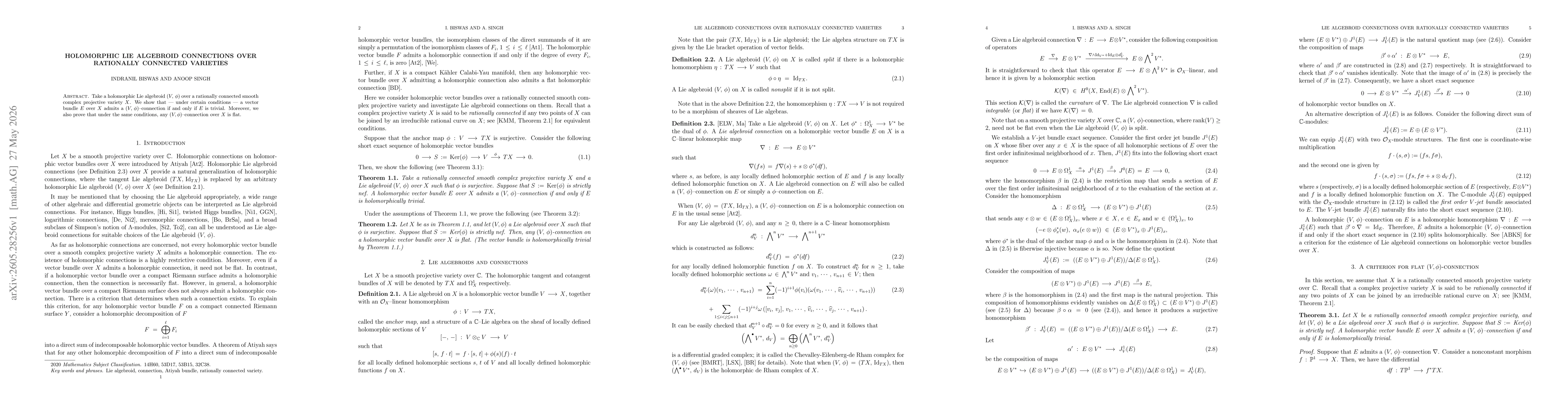 Thumbnail for Holomorphic Lie algebroid connections over rationally connected varieties
