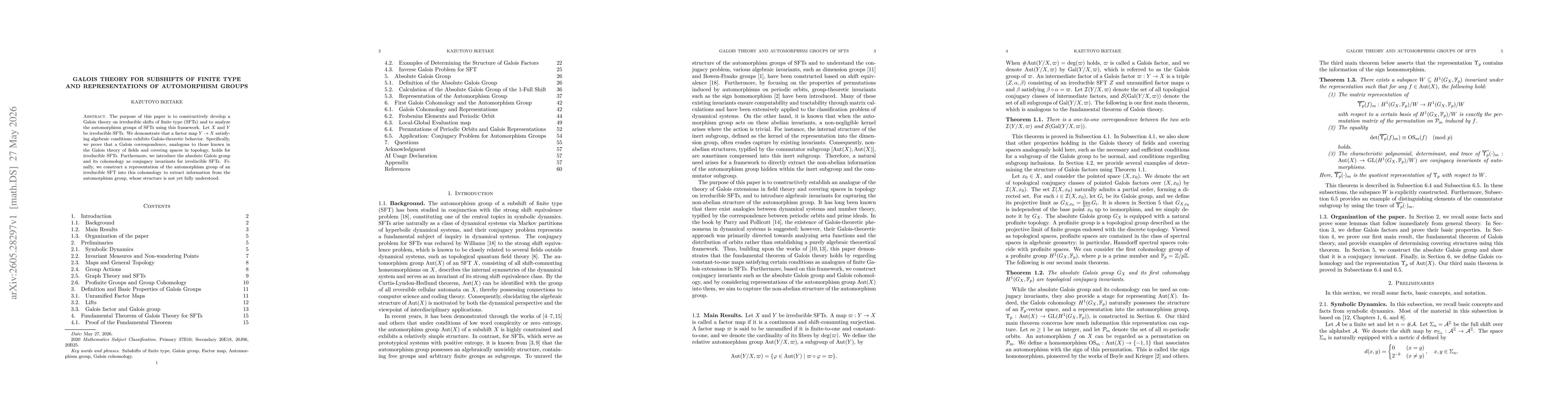 Thumbnail for Galois Theory for Subshifts of Finite Type and Representations of Automorphism Groups