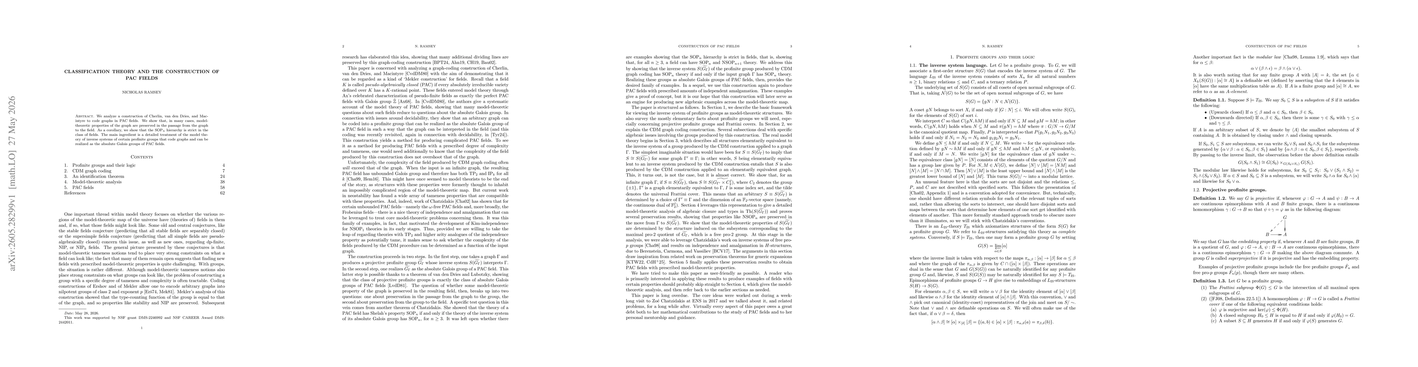Thumbnail for Classification Theory and the Construction of PAC Fields
